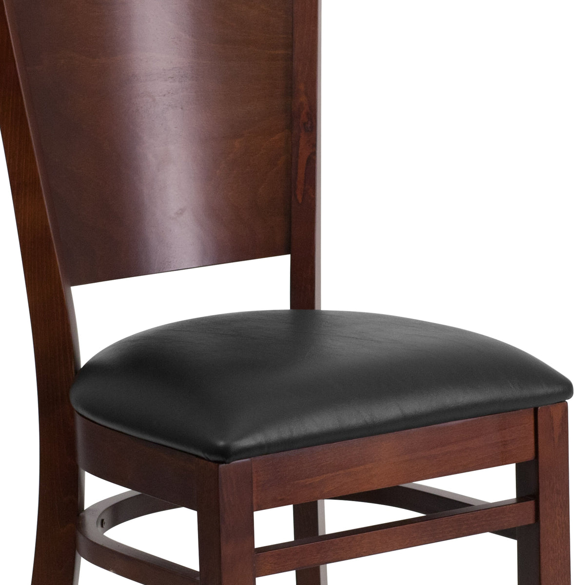 Flash Furniture XU-DG-W0094B-WAL-BLKV-GG Solid Back Walnut Wood Restaurant Chair - Black Vinyl Seat (Black Vinyl Seat/Walnut Wood Frame) - View 6