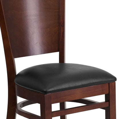 Flash Furniture XU-DG-W0094B-WAL-BLKV-GG Solid Back Walnut Wood Restaurant Chair - Black Vinyl Seat (Black Vinyl Seat/Walnut Wood Frame) - View 6