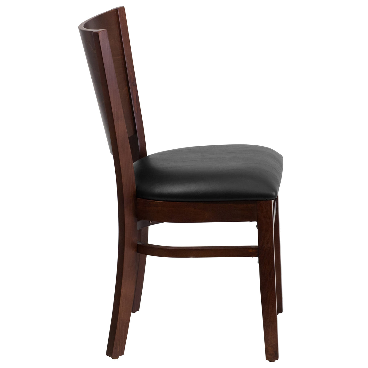 Flash Furniture XU-DG-W0094B-WAL-BLKV-GG Solid Back Walnut Wood Restaurant Chair - Black Vinyl Seat (Black Vinyl Seat/Walnut Wood Frame) - View 7
