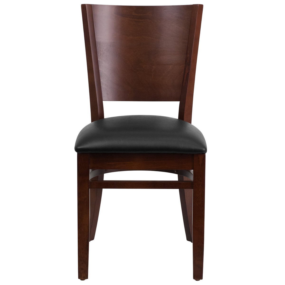 Flash Furniture XU-DG-W0094B-WAL-BLKV-GG Solid Back Walnut Wood Restaurant Chair - Black Vinyl Seat (Black Vinyl Seat/Walnut Wood Frame) - View 8