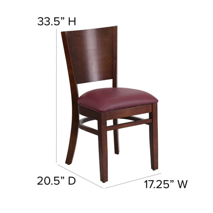 Flash Furniture XU-DG-W0094B-WAL-BURV-GG Solid Back Walnut Wood Restaurant Chair - Burgundy Vinyl Seat (Burgundy Vinyl Seat/Walnut Wood Frame) - View 4