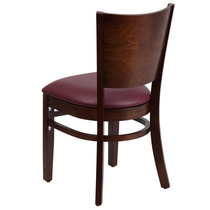 Flash Furniture XU-DG-W0094B-WAL-BURV-GG Solid Back Walnut Wood Restaurant Chair - Burgundy Vinyl Seat (Burgundy Vinyl Seat/Walnut Wood Frame) - View 5