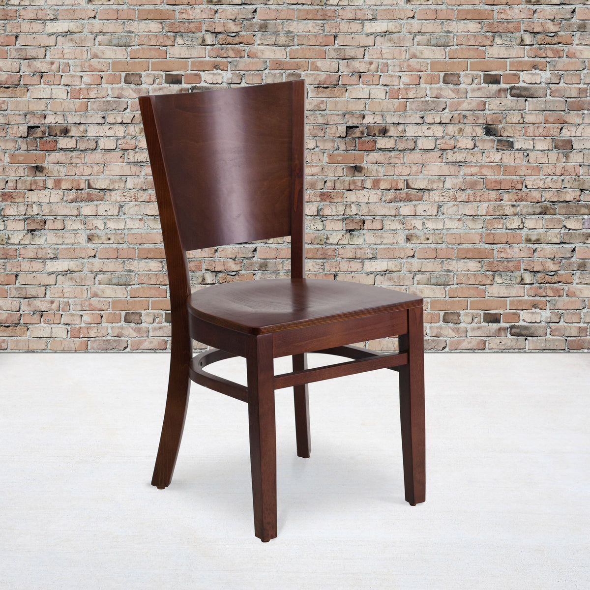 Flash Furniture XU-DG-W0094B-WAL-WAL-GG Solid Back Walnut Wood Restaurant Chair - Hospitality Seating (Walnut Wood Seat/Walnut Wood Frame) - View 2