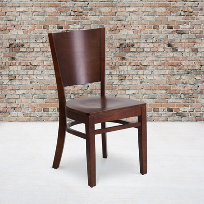 Flash Furniture XU-DG-W0094B-WAL-WAL-GG Solid Back Walnut Wood Restaurant Chair - Hospitality Seating (Walnut Wood Seat/Walnut Wood Frame) - View 2