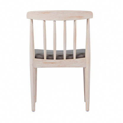 Flash Furniture XU-DG-W0359-ANTWHT-GG Commercial Solid Wood Dining Chair with Vinyl Padded Seat - Antique White/Beige (Beige Vinyl Seat/Antique White Wood Frame) - View 6