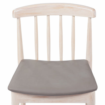 Flash Furniture XU-DG-W0359-ANTWHT-GG Commercial Solid Wood Dining Chair with Vinyl Padded Seat - Antique White/Beige (Beige Vinyl Seat/Antique White Wood Frame) - View 7