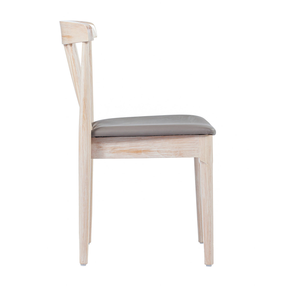 Flash Furniture XU-DG-W0359-ANTWHT-GG Commercial Solid Wood Dining Chair with Vinyl Padded Seat - Antique White/Beige (Beige Vinyl Seat/Antique White Wood Frame) - View 8