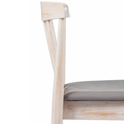 Flash Furniture XU-DG-W0359-ANTWHT-GG Commercial Solid Wood Dining Chair with Vinyl Padded Seat - Antique White/Beige (Beige Vinyl Seat/Antique White Wood Frame) - View 11