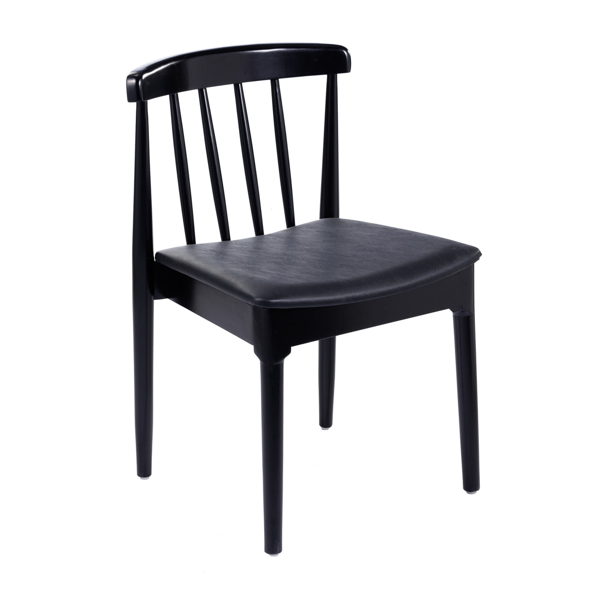 Flash Furniture XU-DG-W0359-BLK-GG Commercial Solid Wood Dining Chair with Vinyl Padded Seat - Black/Black (Black Vinyl Seat/Black Wood Frame) - Main view