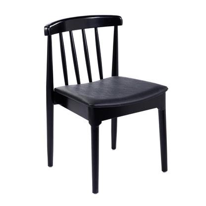 Flash Furniture XU-DG-W0359-BLK-GG Commercial Solid Wood Dining Chair with Vinyl Padded Seat - Black/Black (Black Vinyl Seat/Black Wood Frame) - Main view
