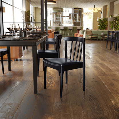 Flash Furniture XU-DG-W0359-BLK-GG Commercial Solid Wood Dining Chair with Vinyl Padded Seat - Black/Black (Black Vinyl Seat/Black Wood Frame) - View 2