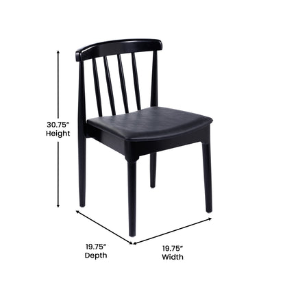 Flash Furniture XU-DG-W0359-BLK-GG Commercial Solid Wood Dining Chair with Vinyl Padded Seat - Black/Black (Black Vinyl Seat/Black Wood Frame) - View 4