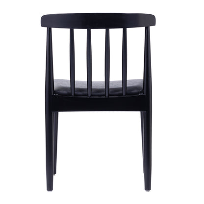 Flash Furniture XU-DG-W0359-BLK-GG Commercial Solid Wood Dining Chair with Vinyl Padded Seat - Black/Black (Black Vinyl Seat/Black Wood Frame) - View 6