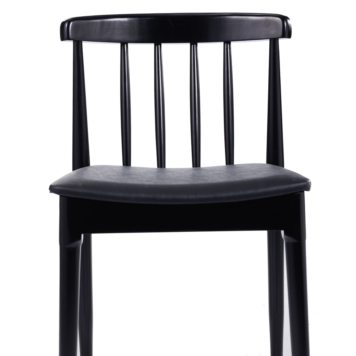 Flash Furniture XU-DG-W0359-BLK-GG Commercial Solid Wood Dining Chair with Vinyl Padded Seat - Black/Black (Black Vinyl Seat/Black Wood Frame) - View 7