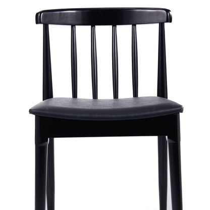 Flash Furniture XU-DG-W0359-BLK-GG Commercial Solid Wood Dining Chair with Vinyl Padded Seat - Black/Black (Black Vinyl Seat/Black Wood Frame) - View 7