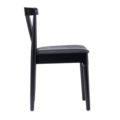 Flash Furniture XU-DG-W0359-BLK-GG Commercial Solid Wood Dining Chair with Vinyl Padded Seat - Black/Black (Black Vinyl Seat/Black Wood Frame) - View 8