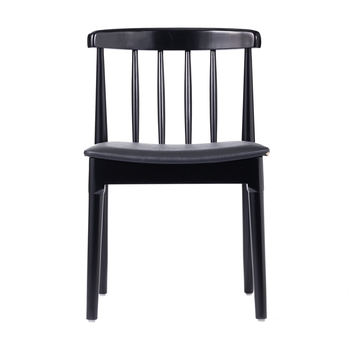 Flash Furniture XU-DG-W0359-BLK-GG Commercial Solid Wood Dining Chair with Vinyl Padded Seat - Black/Black (Black Vinyl Seat/Black Wood Frame) - View 9