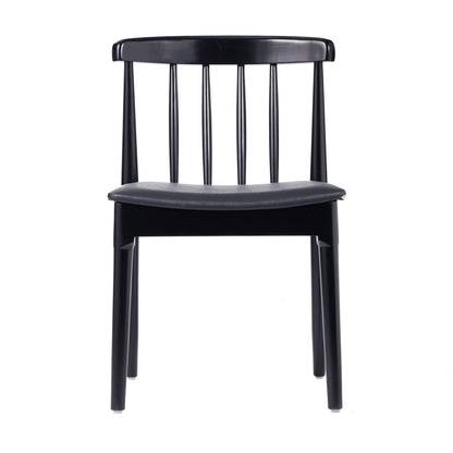 Flash Furniture XU-DG-W0359-BLK-GG Commercial Solid Wood Dining Chair with Vinyl Padded Seat - Black/Black (Black Vinyl Seat/Black Wood Frame) - View 9