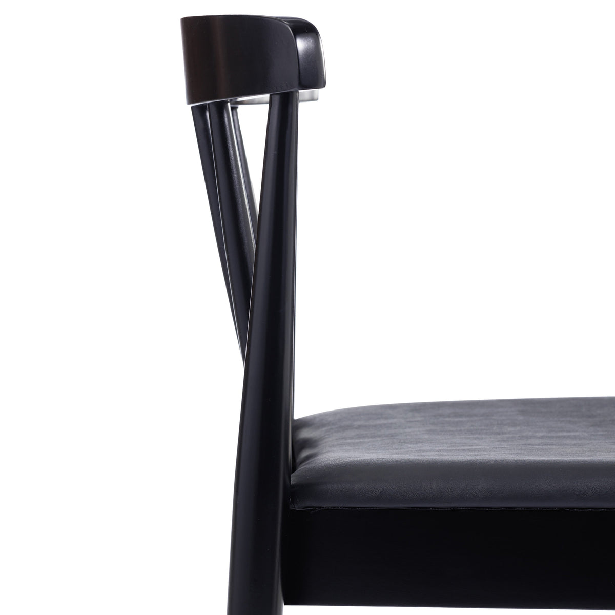 Flash Furniture XU-DG-W0359-BLK-GG Commercial Solid Wood Dining Chair with Vinyl Padded Seat - Black/Black (Black Vinyl Seat/Black Wood Frame) - View 11