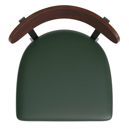 Flash Furniture XU-DG6V6GNV-WAL-GG Commercial Metal Barstool with Vinyl Seat and Wood Boomerang Back-Green/Walnut - View 10