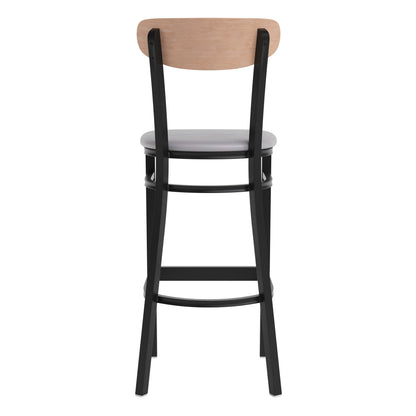 Flash Furniture XU-DG6V6GYV-NAT-GG Commercial Metal Barstool with Vinyl Seat and Wood Boomerang Back-Gray/Natural (Natural Birch Wood Back/Gray Vinyl Seat) - View 7