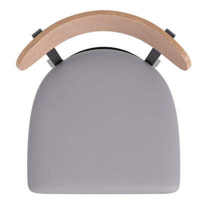 Flash Furniture XU-DG6V6GYV-NAT-GG Commercial Metal Barstool with Vinyl Seat and Wood Boomerang Back-Gray/Natural (Natural Birch Wood Back/Gray Vinyl Seat) - View 10