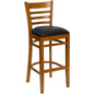 Flash Furniture XU-DGW0005BARLAD-CHY-BLKV-GG Ladder Back Cherry Wood Restaurant Barstool - Black Vinyl Seat (Black Vinyl Seat/Cherry Wood Frame) - Main view