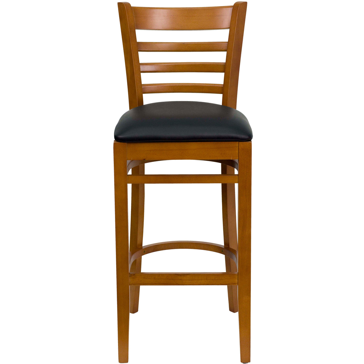Flash Furniture XU-DGW0005BARLAD-CHY-BLKV-GG Ladder Back Cherry Wood Restaurant Barstool - Black Vinyl Seat (Black Vinyl Seat/Cherry Wood Frame) - View 5
