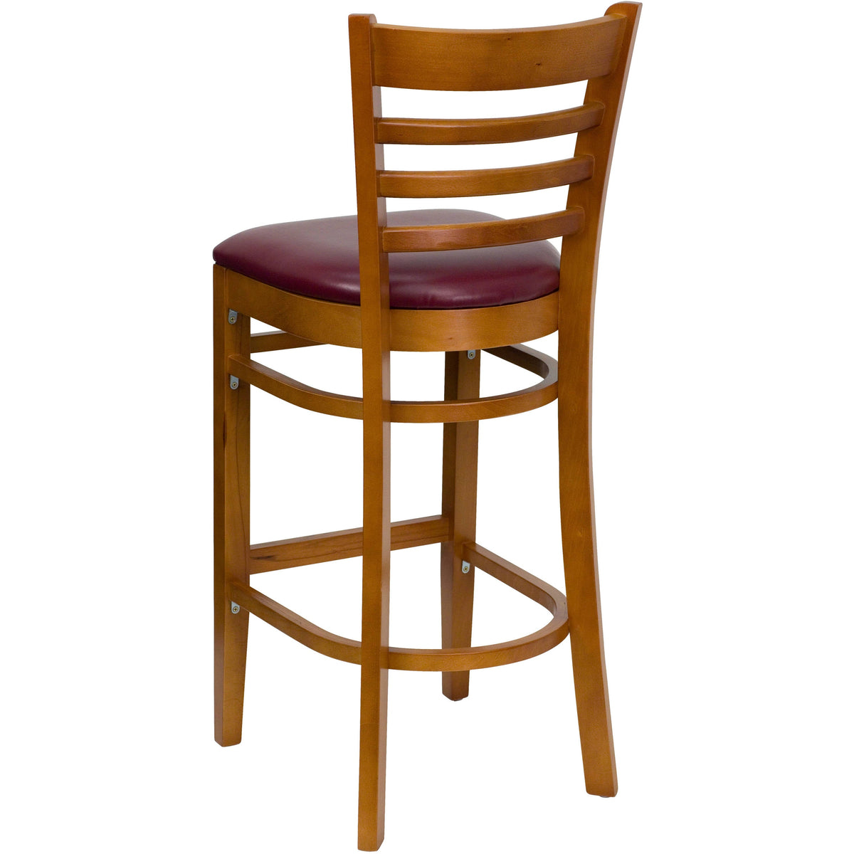 Flash Furniture XU-DGW0005BARLAD-CHY-BURV-GG Ladder Back Cherry Wood Restaurant Barstool - Burgundy Vinyl Seat (Burgundy Vinyl Seat/Cherry Wood Frame) - View 3
