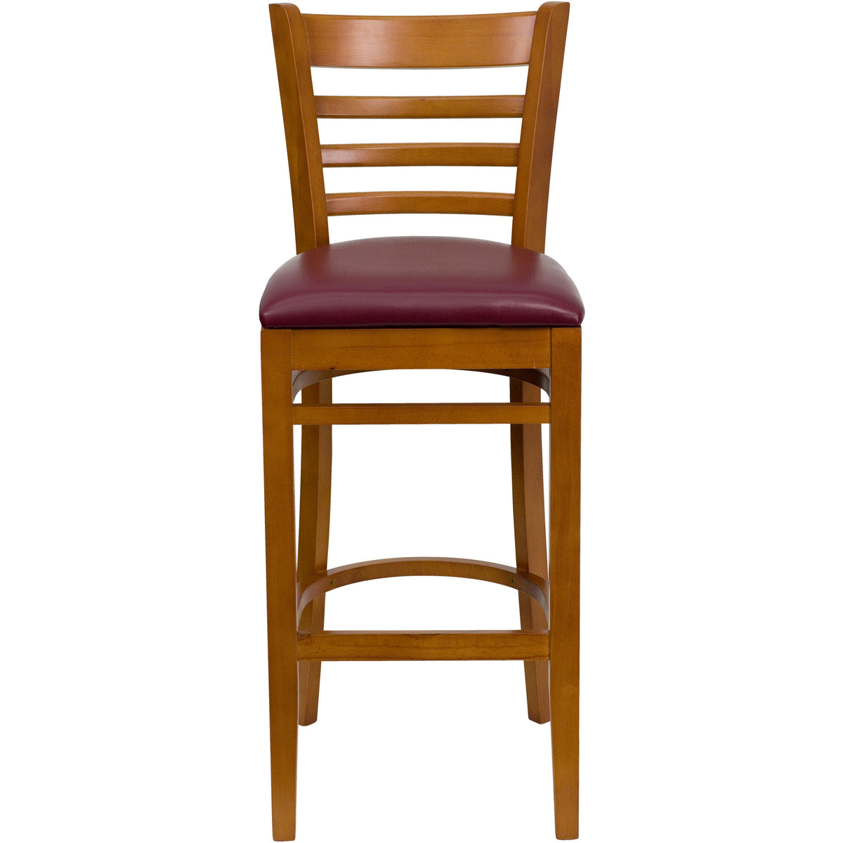 Flash Furniture XU-DGW0005BARLAD-CHY-BURV-GG Ladder Back Cherry Wood Restaurant Barstool - Burgundy Vinyl Seat (Burgundy Vinyl Seat/Cherry Wood Frame) - View 5
