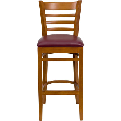 Flash Furniture XU-DGW0005BARLAD-CHY-BURV-GG Ladder Back Cherry Wood Restaurant Barstool - Burgundy Vinyl Seat (Burgundy Vinyl Seat/Cherry Wood Frame) - View 5