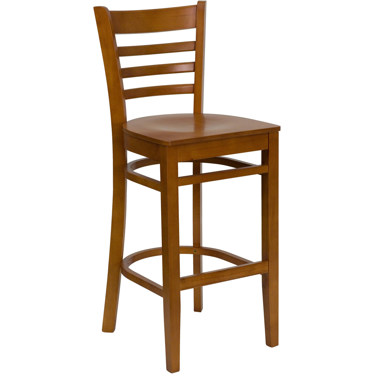 Flash Furniture XU-DGW0005BARLAD-CHY-GG Ladder Back Cherry Wood Restaurant Barstool (Cherry Wood Seat/Cherry Wood Frame) - Main view