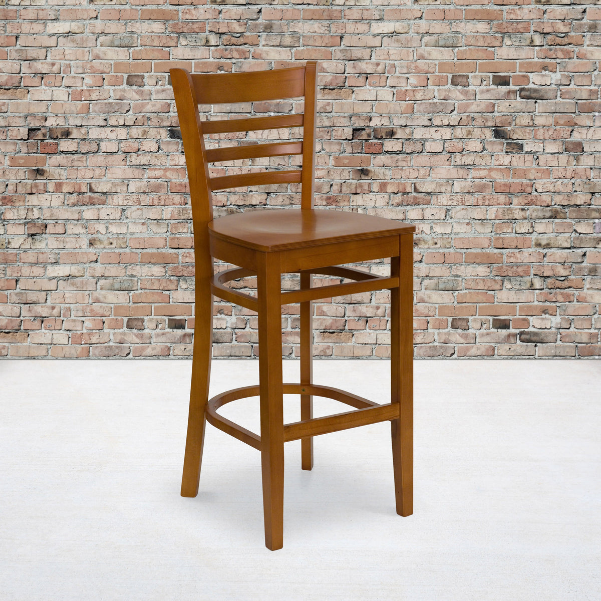 Flash Furniture XU-DGW0005BARLAD-CHY-GG Ladder Back Cherry Wood Restaurant Barstool (Cherry Wood Seat/Cherry Wood Frame) - View 2
