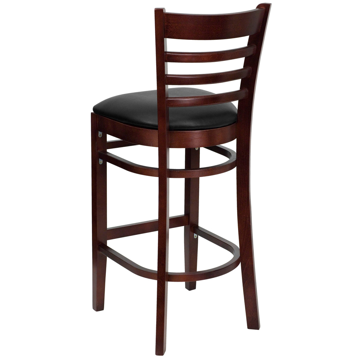Flash Furniture XU-DGW0005BARLAD-MAH-BLKV-GG Ladder Back Mahogany Wood Restaurant Barstool - Black Vinyl Seat (Black Vinyl Seat/Mahogany Wood Frame) - View 5