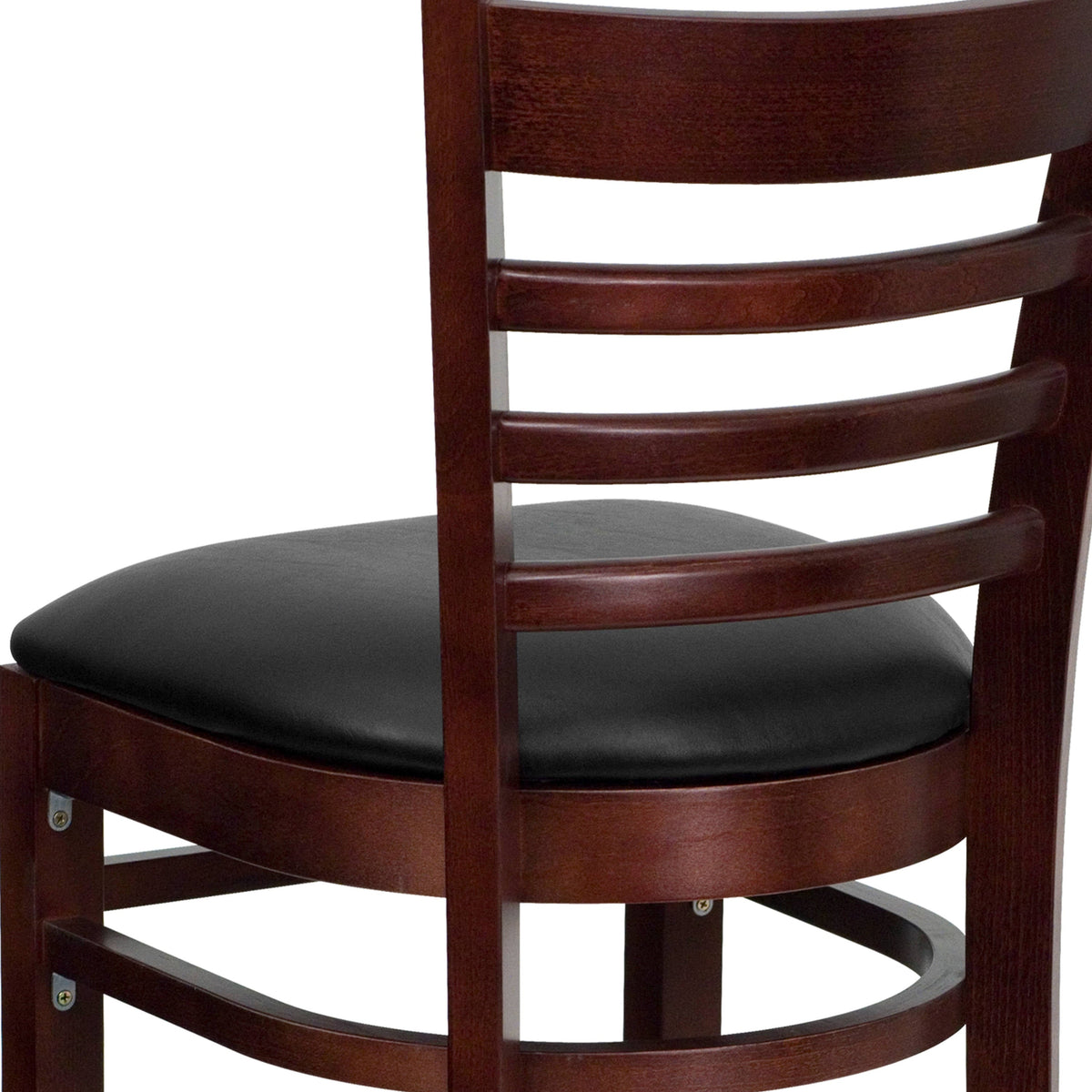 Flash Furniture XU-DGW0005BARLAD-MAH-BLKV-GG Ladder Back Mahogany Wood Restaurant Barstool - Black Vinyl Seat (Black Vinyl Seat/Mahogany Wood Frame) - View 6