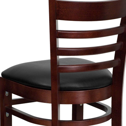 Flash Furniture XU-DGW0005BARLAD-MAH-BLKV-GG Ladder Back Mahogany Wood Restaurant Barstool - Black Vinyl Seat (Black Vinyl Seat/Mahogany Wood Frame) - View 6