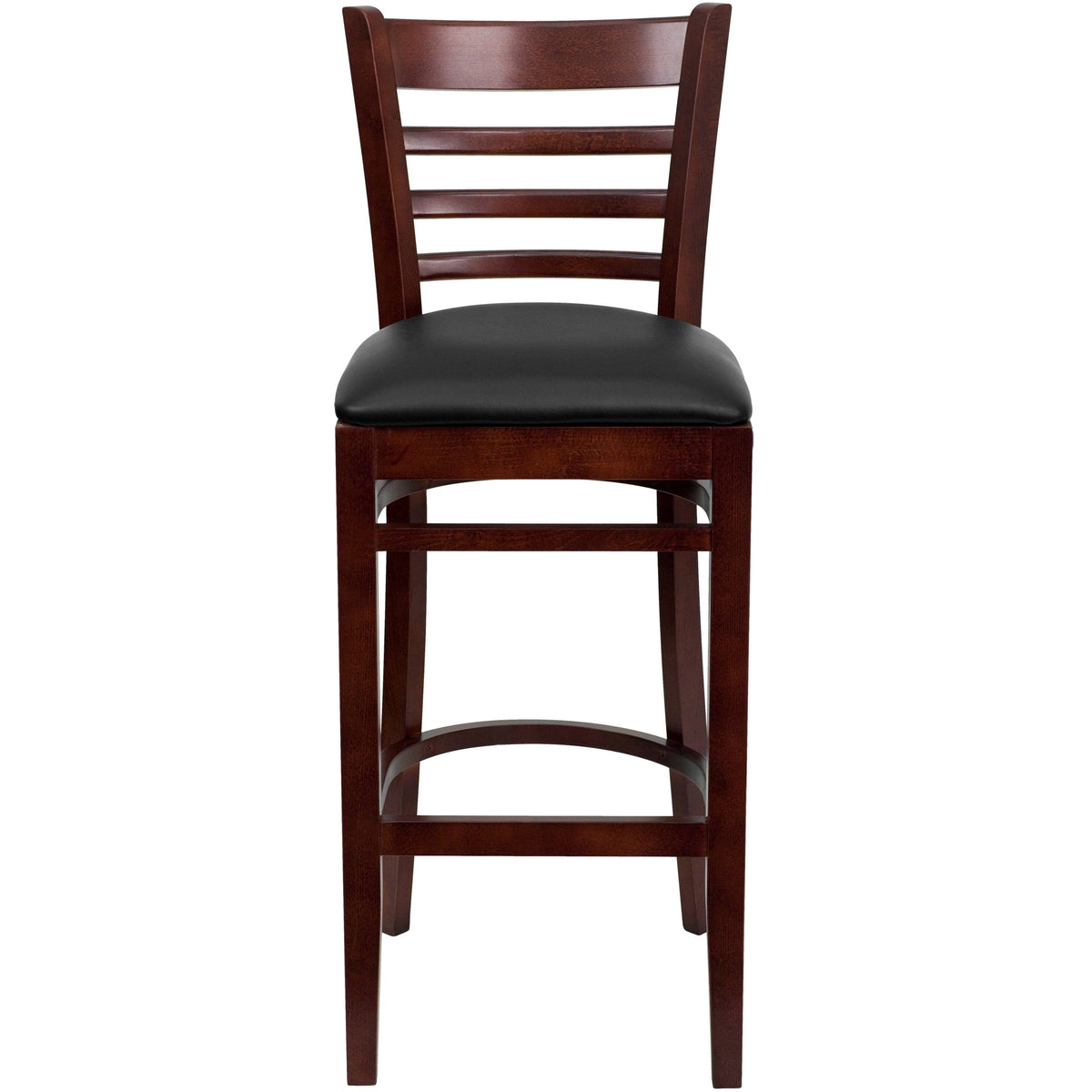 Flash Furniture XU-DGW0005BARLAD-MAH-BLKV-GG Ladder Back Mahogany Wood Restaurant Barstool - Black Vinyl Seat (Black Vinyl Seat/Mahogany Wood Frame) - View 8