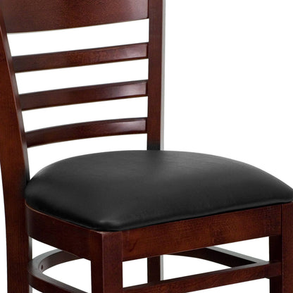 Flash Furniture XU-DGW0005BARLAD-MAH-BLKV-GG Ladder Back Mahogany Wood Restaurant Barstool - Black Vinyl Seat (Black Vinyl Seat/Mahogany Wood Frame) - View 9