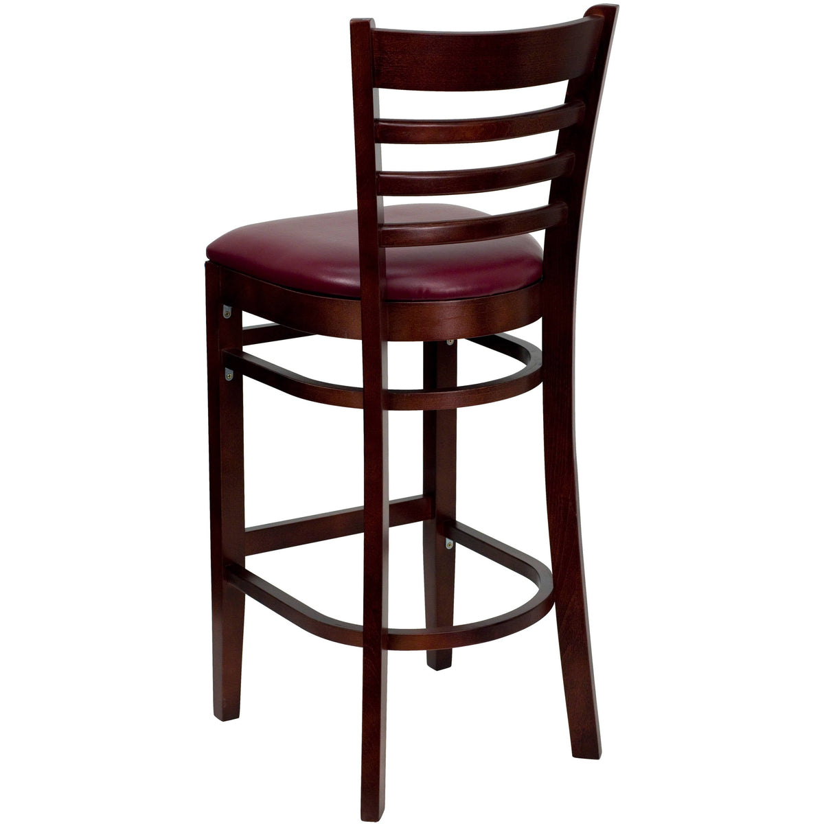 Flash Furniture XU-DGW0005BARLAD-MAH-BURV-GG Ladder Back Mahogany Wood Restaurant Barstool - Burgundy Vinyl Seat (Burgundy Vinyl Seat/Mahogany Wood Frame) - View 3
