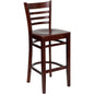 Flash Furniture XU-DGW0005BARLAD-MAH-GG Ladder Back Mahogany Wood Restaurant Barstool (Mahogany Wood Seat/Mahogany Wood Frame) - Main view