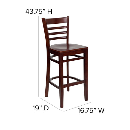 Flash Furniture XU-DGW0005BARLAD-MAH-GG Ladder Back Mahogany Wood Restaurant Barstool (Mahogany Wood Seat/Mahogany Wood Frame) - View 4