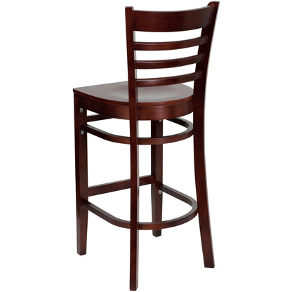 Flash Furniture XU-DGW0005BARLAD-MAH-GG Ladder Back Mahogany Wood Restaurant Barstool (Mahogany Wood Seat/Mahogany Wood Frame) - View 5