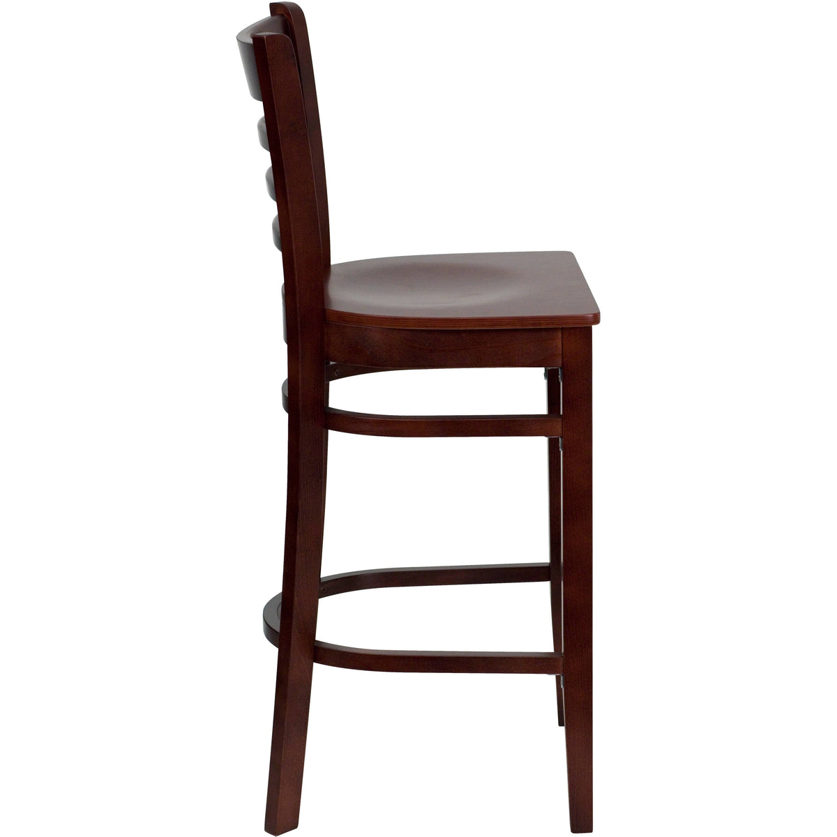Flash Furniture XU-DGW0005BARLAD-MAH-GG Ladder Back Mahogany Wood Restaurant Barstool (Mahogany Wood Seat/Mahogany Wood Frame) - View 7