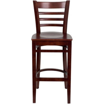 Flash Furniture XU-DGW0005BARLAD-MAH-GG Ladder Back Mahogany Wood Restaurant Barstool (Mahogany Wood Seat/Mahogany Wood Frame) - View 8