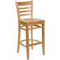 Flash Furniture XU-DGW0005BARLAD-NAT-GG Ladder Back Natural Wood Restaurant Barstool (Natural Wood Seat/Natural Wood Frame) - Main view