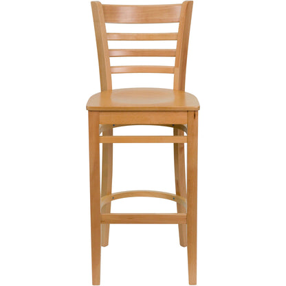 Flash Furniture XU-DGW0005BARLAD-NAT-GG Ladder Back Natural Wood Restaurant Barstool (Natural Wood Seat/Natural Wood Frame) - View 8
