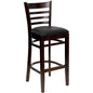 Flash Furniture XU-DGW0005BARLAD-WAL-BLKV-GG Ladder Back Walnut Wood Restaurant Barstool - Black Vinyl Seat (Black Vinyl Seat/Walnut Wood Frame) - Main view