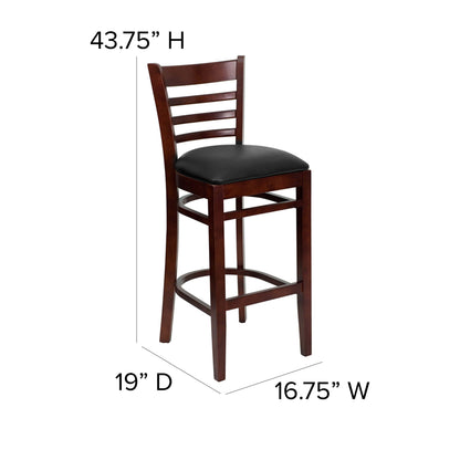 Flash Furniture XU-DGW0005BARLAD-WAL-BLKV-GG Ladder Back Walnut Wood Restaurant Barstool - Black Vinyl Seat (Black Vinyl Seat/Walnut Wood Frame) - View 4