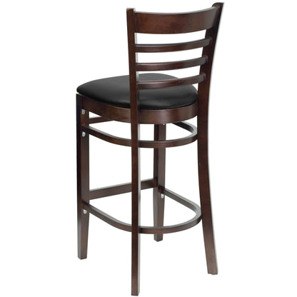 Flash Furniture XU-DGW0005BARLAD-WAL-BLKV-GG Ladder Back Walnut Wood Restaurant Barstool - Black Vinyl Seat (Black Vinyl Seat/Walnut Wood Frame) - View 5