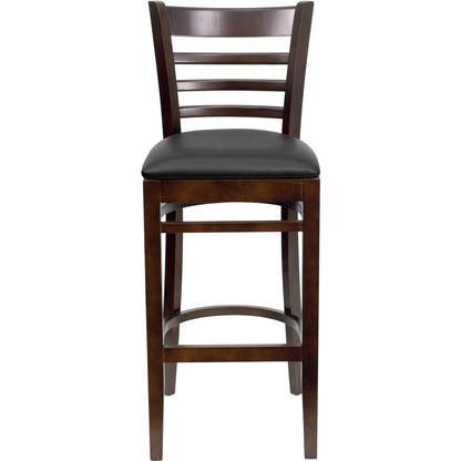 Flash Furniture XU-DGW0005BARLAD-WAL-BLKV-GG Ladder Back Walnut Wood Restaurant Barstool - Black Vinyl Seat (Black Vinyl Seat/Walnut Wood Frame) - View 8